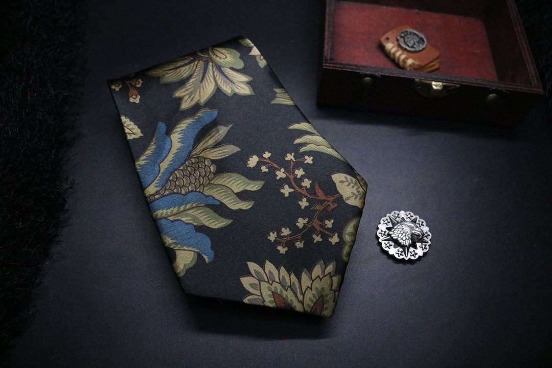 黑色宫廷风复古别致典雅领带绅士商务necktie - 领带/领带夹 - 丝．绢 黑色