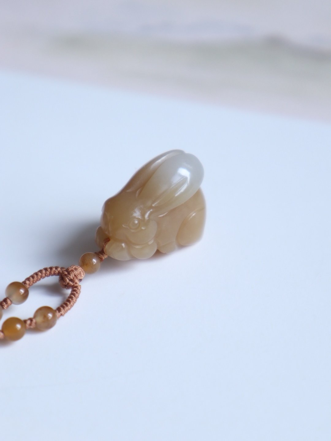 天然新疆糖料和田玉生肖兔 小兔子吊坠 玉质细腻油润 生日礼物 - 项链 - 玉石 