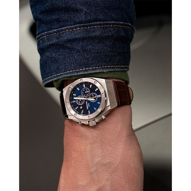 下单即赠品牌篮球　CEO TECH系列 全钢蓝面计时码表 - 男表/中性表 - 其他金属 蓝色