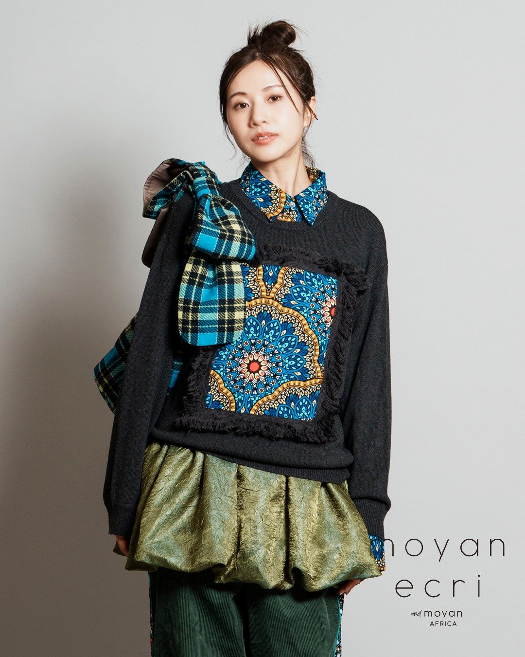 AFRICA FRINGE FRAME KNIT PULLOVER - 女装针织衫/毛衣 - 棉 灰色