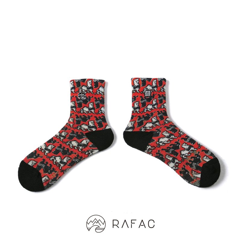 故宫x RAFAC 咖啡纱机能动动童袜_玉辟邪_吉祥红 - 袜子 - 环保材料 红色