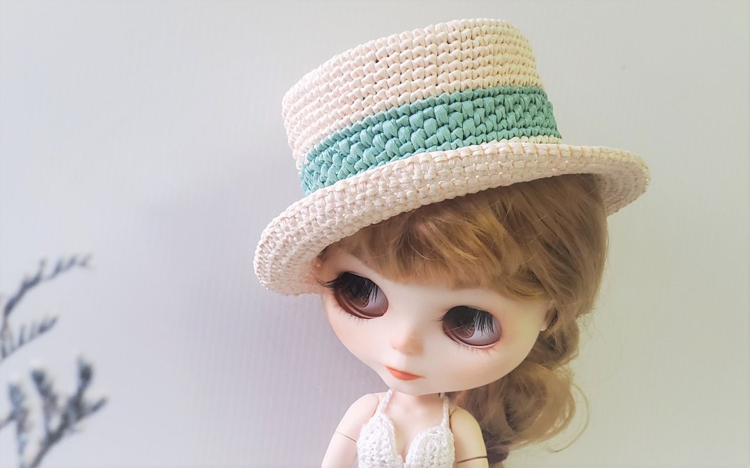 Blythe hat小布娃娃复古草帽船夫帽纯手工勾针适BJD - 玩偶/公仔 - 纸 透明