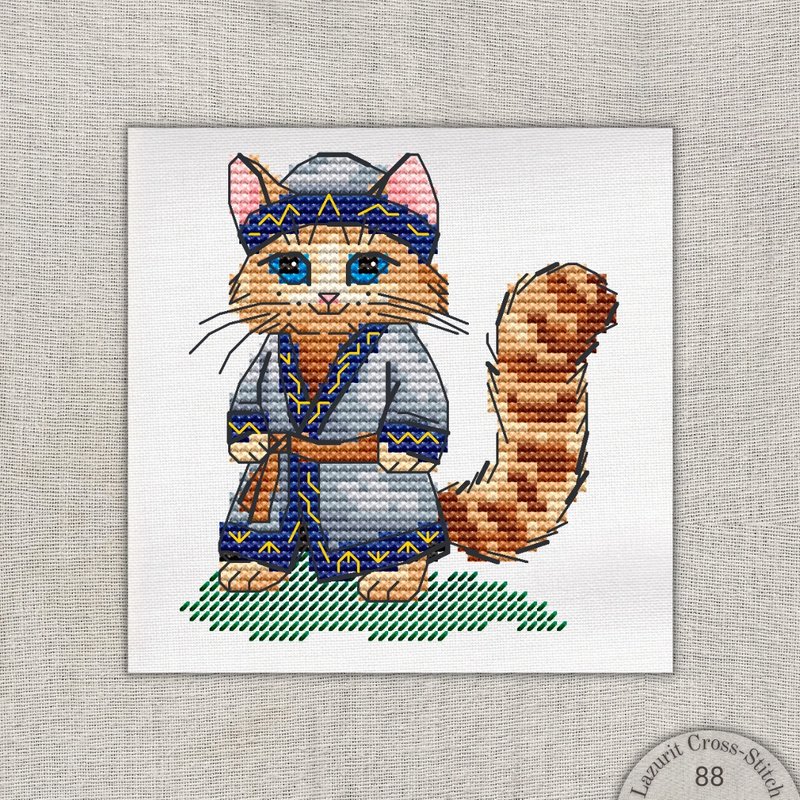 草原守护者。猫。十字绣图案 - Logo 设计/图案设计 - 其他材质 