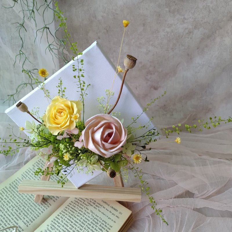 永生方形小画布  不凋花 永生花 干燥花 开幕花礼 居家壁饰 - 干燥花/捧花 - 植物．花 黄色