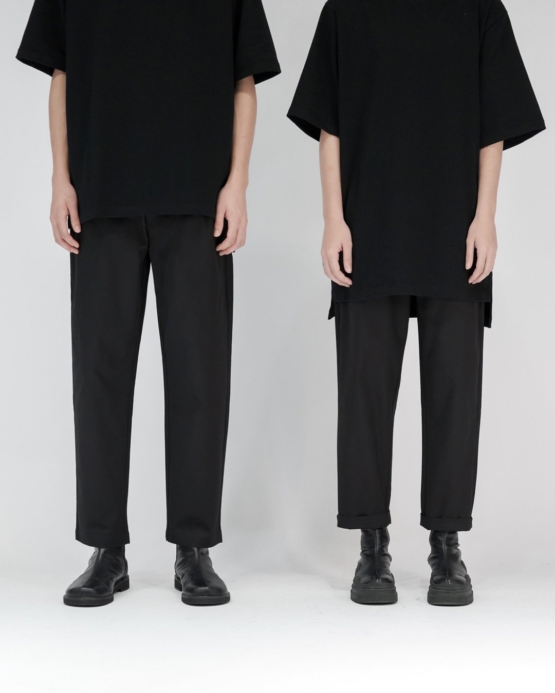 MUKK DESIGN 硬挺打褶锥形西装裤 - 裙子 - 棉．麻 黑色