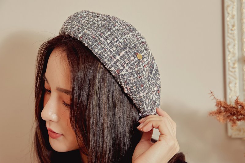 MIT 编织格纹配色蓓蕾帽(R6610F) - 帽子 - 羊毛 黑色