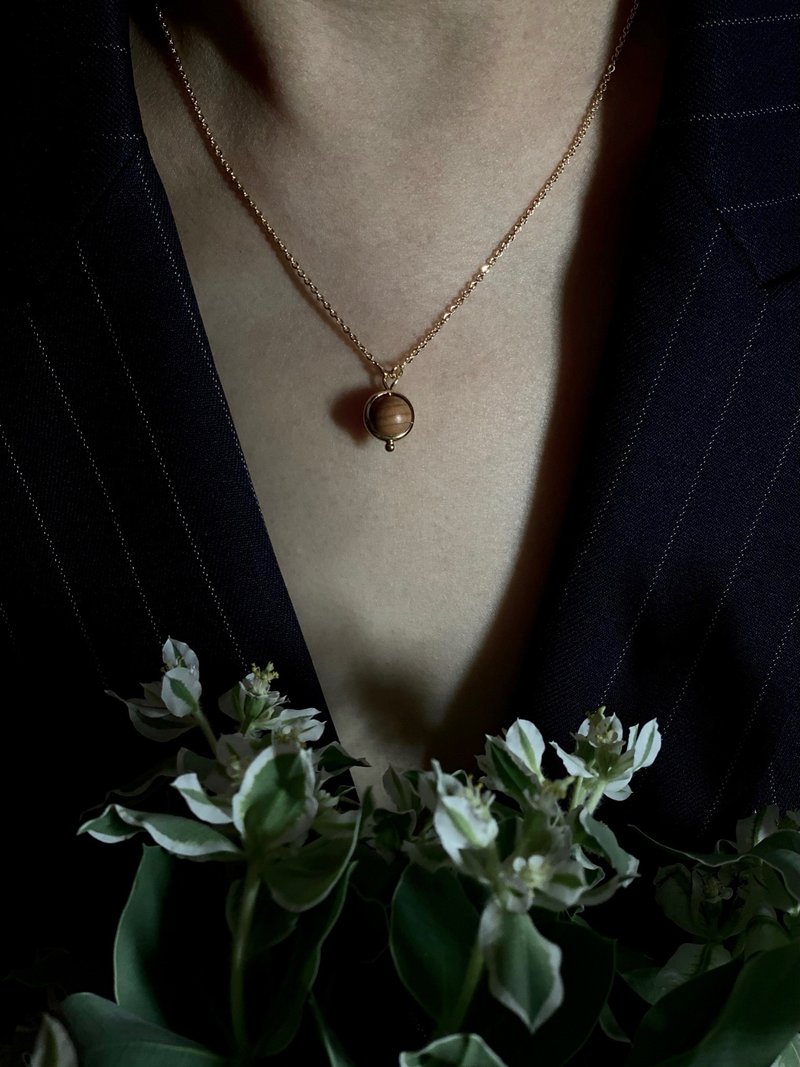 Jupiter (手工打磨木球颈链) - 项链 - 24k 金 金色
