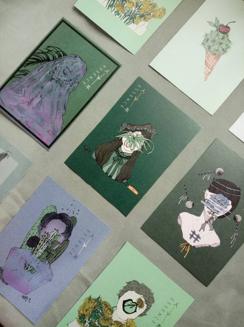 人本_ESSENCE / 双面创作 明信片 - 卡片/明信片 - 纸 绿色