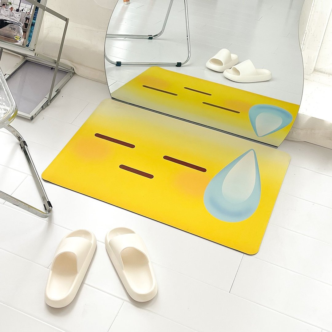 【大无语】原创地垫网红表情emoji吸水硅藻泥浴室卧室地毯入户门 - 寝具 - 聚酯纤维 黄色