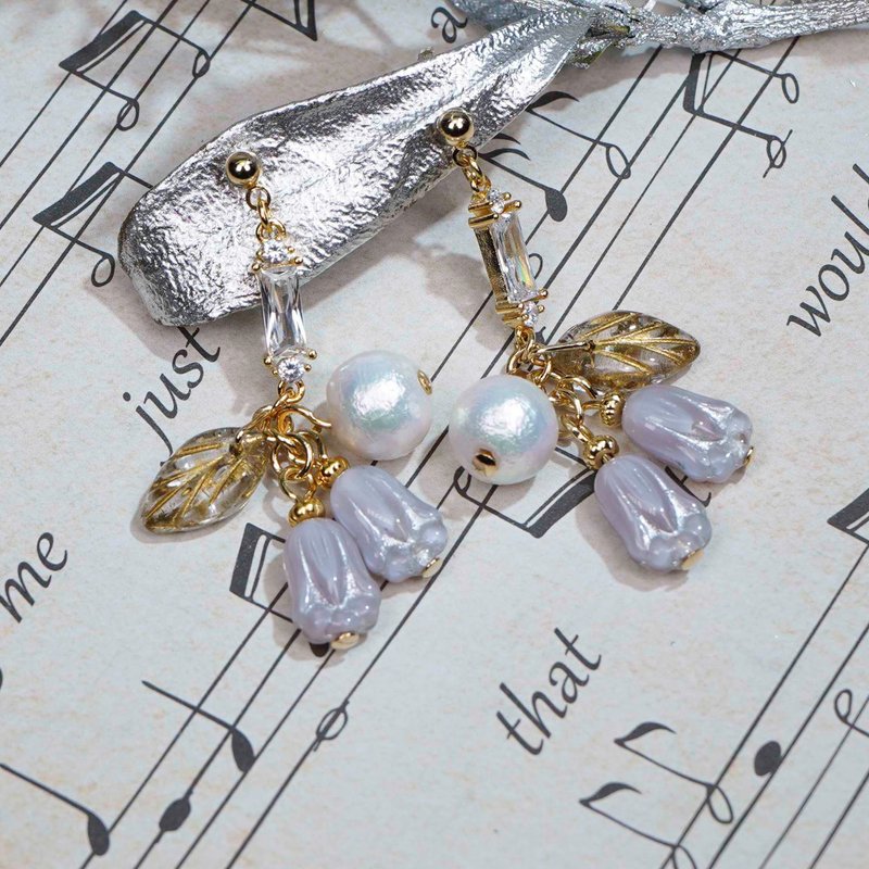 郁金香的祝福耳环 - 耳环/耳夹 - 玻璃 