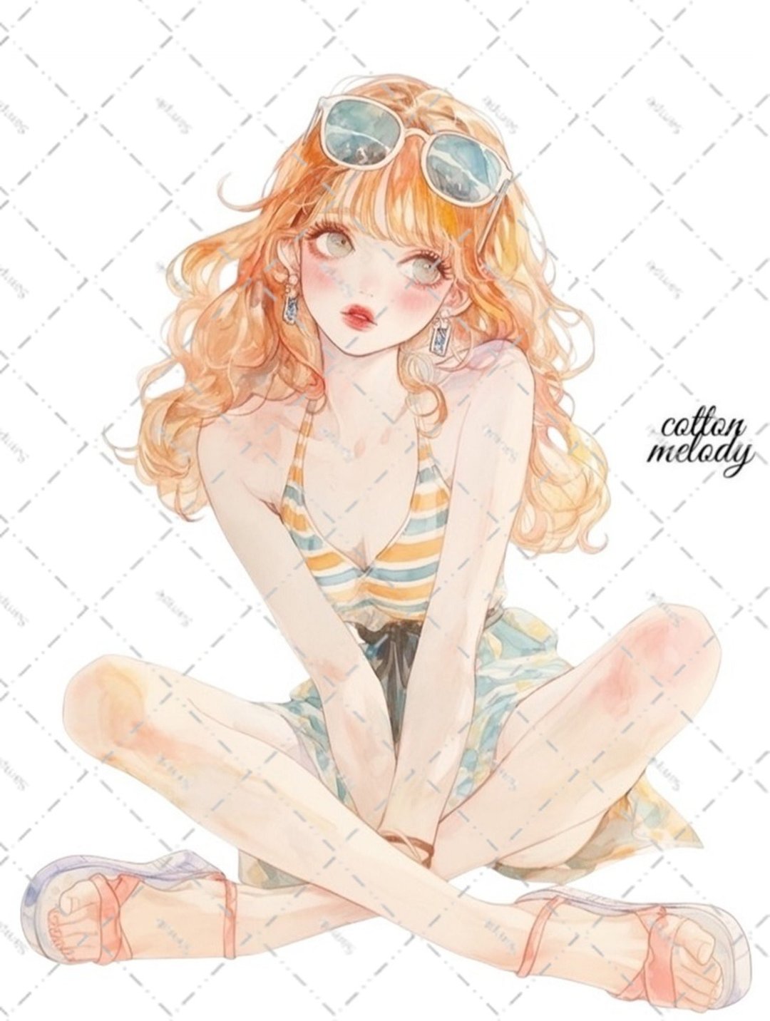original sticker no.6523 人物贴纸 原创贴纸 人物贴纸 女孩贴纸 原创人物贴纸 - 贴纸 - 纸 