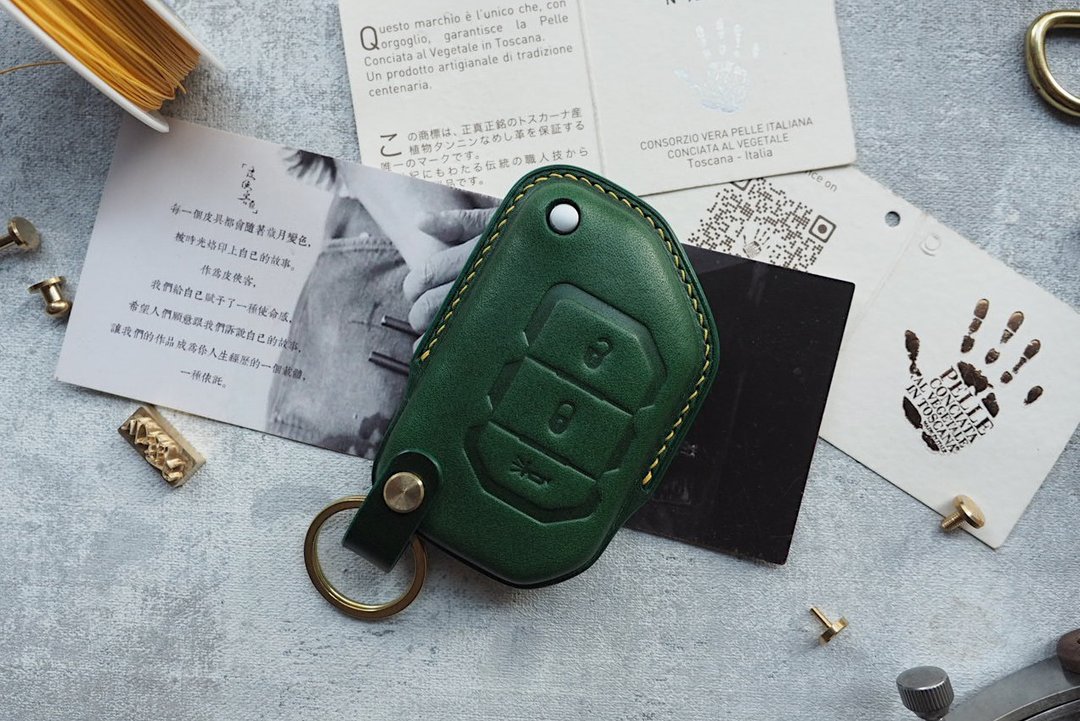 吉普JEEP/牧马人Wrangler车钥匙套 纯手工牛皮 定制化礼物 刻字 - 钥匙链/钥匙包 - 真皮 多色