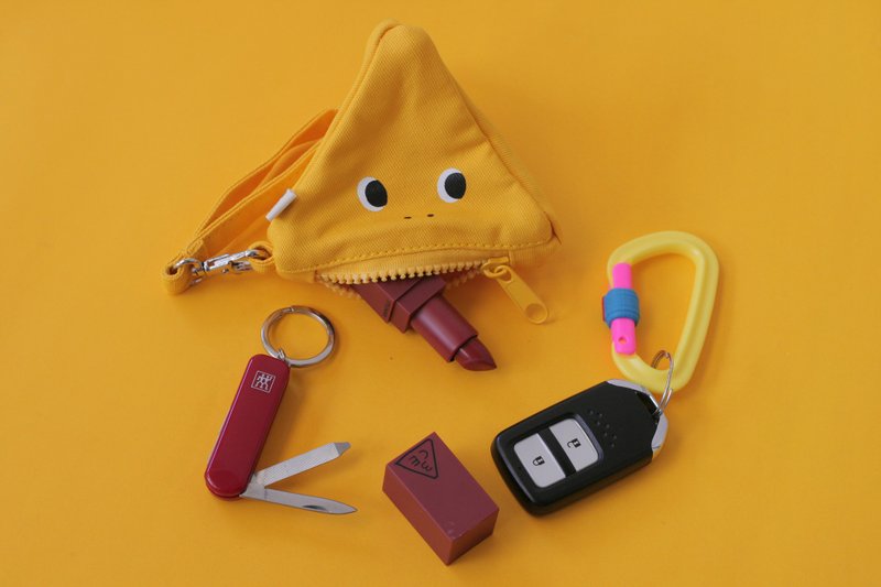Yellow Glutton Monster Triangle (pyramid) Zip Purse - 零钱包 - 其他人造纤维 黄色