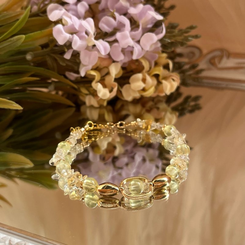 黄水晶+葡萄石手串/设计款/脉轮疗愈 - 手链/手环 - 宝石 