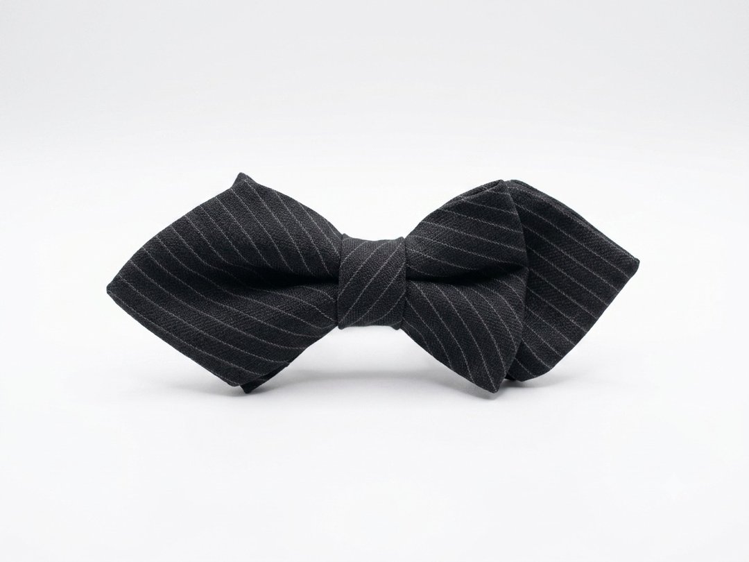 斜纹 羊毛 仿手打式领结 Bow ties / 深夜蓝 - 领带/领带夹 - 羊毛 黑色