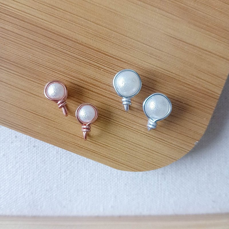 无痛耳夹 / 棉花珍珠 x 三色 / 基本百搭款 - 耳环/耳夹 - 防水材质 白色