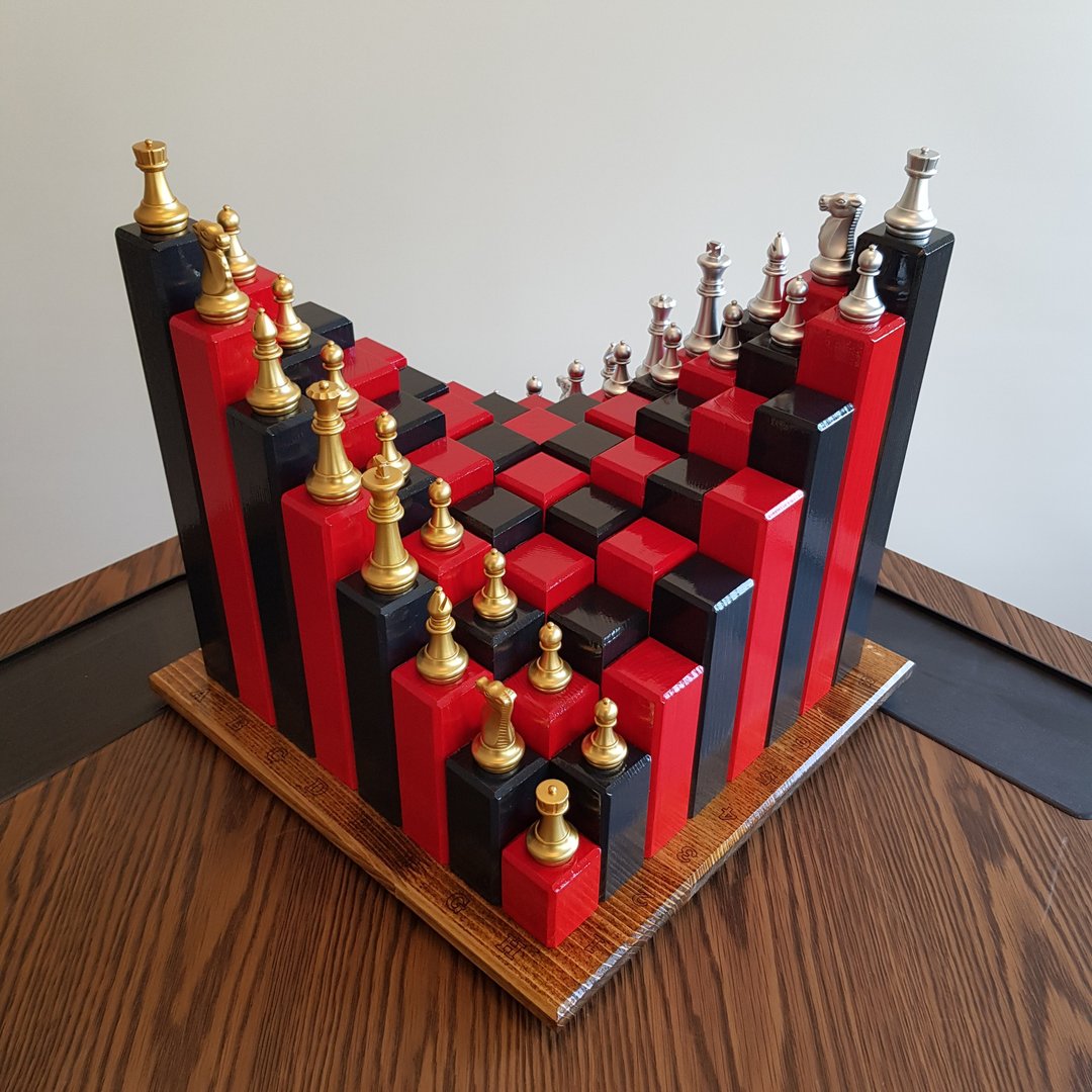 3D 木制国际象棋套装 带或不带数字 - 桌游/玩具 - 木头 多色