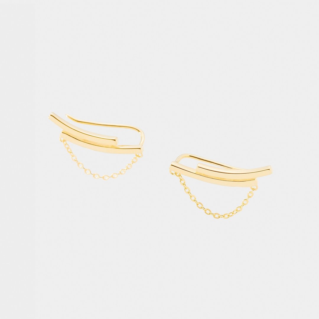独特细致 / Lyra earrings 一对 - 耳环/耳夹 - 纯银 金色