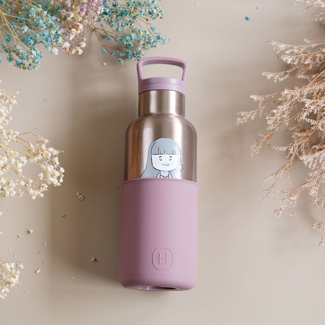定制化礼物 【似颜绘】 480ml 保温瓶 | 蜜粉金瓶系列 - 订制画像 - 其他金属 粉红色