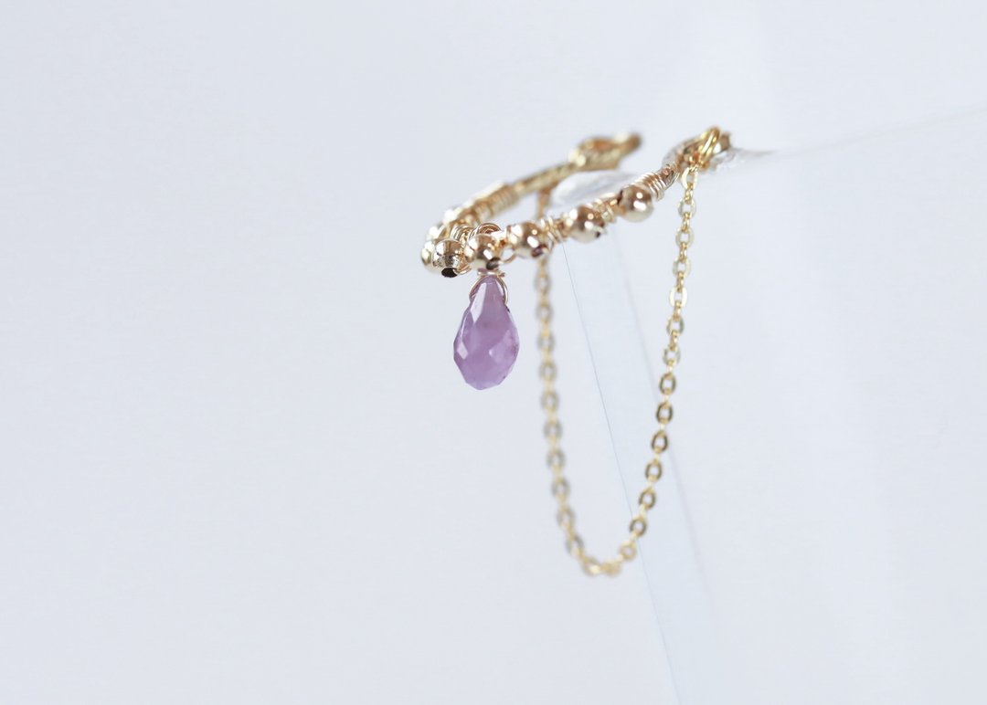 14kgf ear cuff mattina ruby - 耳环/耳夹 - 半宝石 粉红色