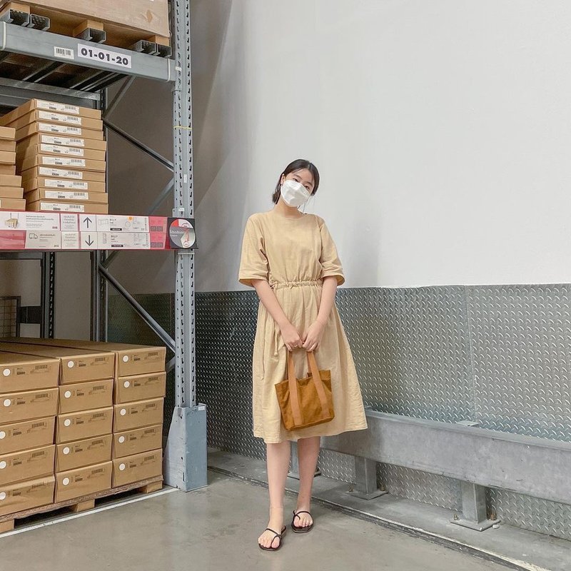 Midi Dress -  Handmade Organic Cotton - 洋装/连衣裙 - 棉．麻 