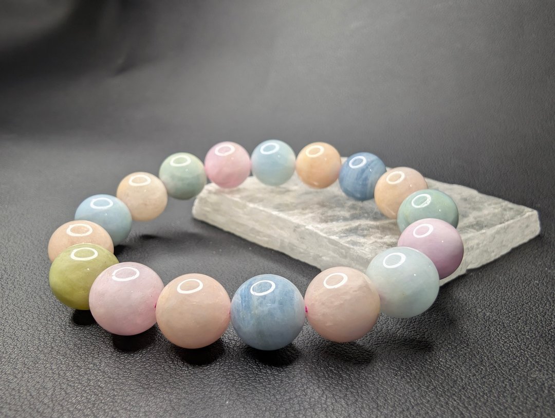 巴西 12mm 摩根石 手串 天然水晶 Morganite - 手链/手环 - 水晶 