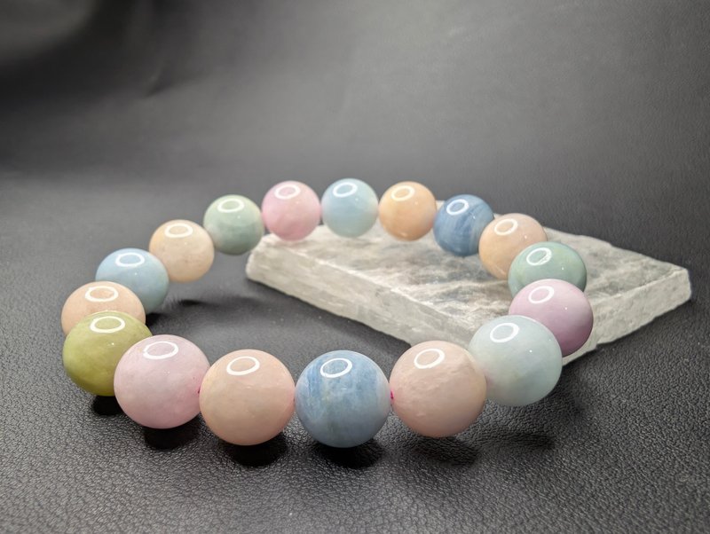 巴西 12mm 摩根石 手串 天然水晶 Morganite - 手链/手环 - 水晶 