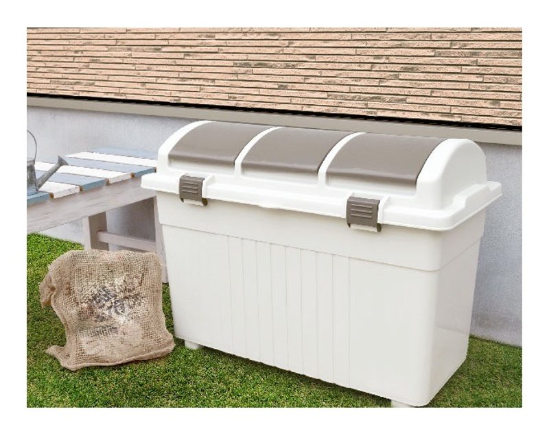 日本RISU户外大型 三分类 环保回收 垃圾桶 收纳箱100L - 垃圾桶 - 塑料 白色