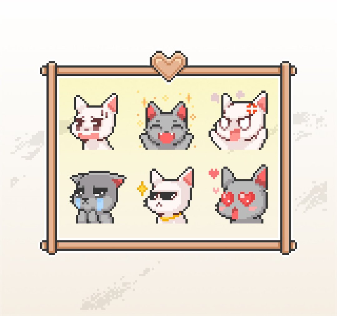 Twitch表情符号贴图/忠诚点数奖励/可爱像素风/小猫咪 - 电脑手机桌布/贴图/App 图示 - 其他材质 