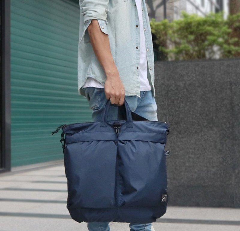 MIT 军事风格 防泼水大容量 飞行员飞行头盔袋 - 手提包/手提袋 - 尼龙 蓝色