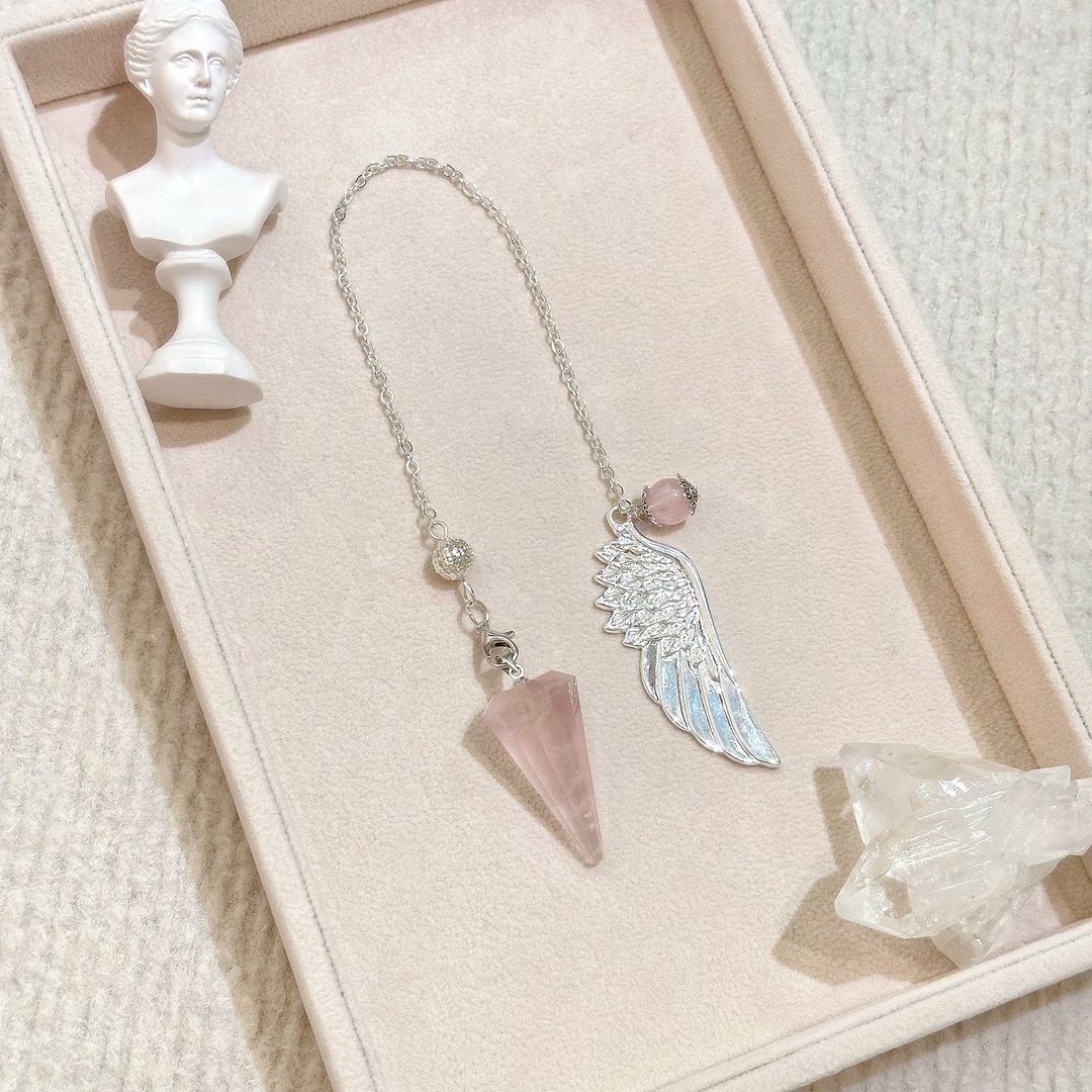 玫瑰神圣天使灵摆 HOLY ROSE ANGEL PENDULUM - 其他 - 水晶 粉红色