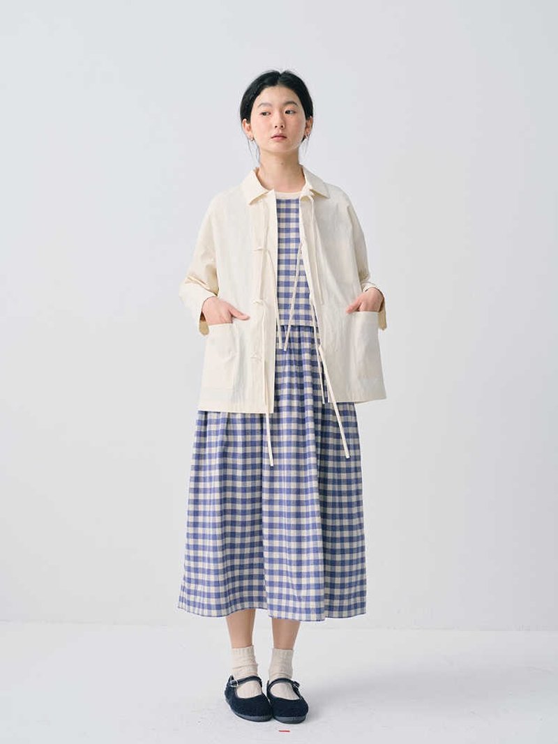 百搭宽松米白匹马棉绑带外套 - 女装西装外套/风衣 - 棉．麻 多色