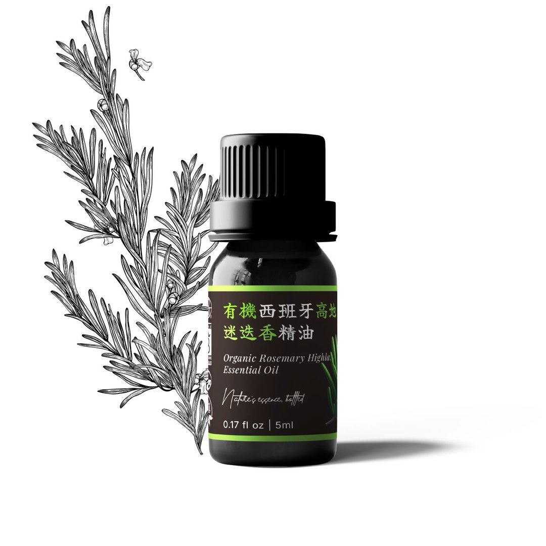 【卡佛香】有机西班牙高地迷迭香精油 - 香薰/精油/线香 - 玻璃 黑色