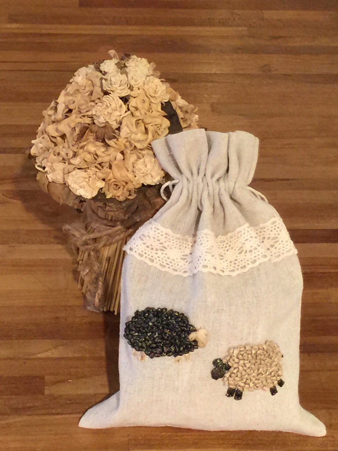 Petals 缎带刺绣羊羊得意缎带绣束口袋/DIY材料包 - 编织/刺绣/羊毛毡/裁缝 - 聚酯纤维 多色