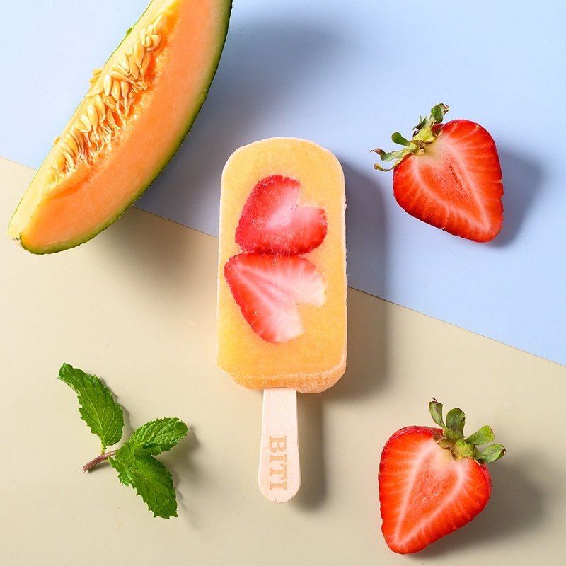 哈密瓜草莓 (8入) 哈密瓜 草莓贴片 果泥 鲜果 水果 冰棒 雪条 - 冰淇淋/冰棒 - 其他材质 