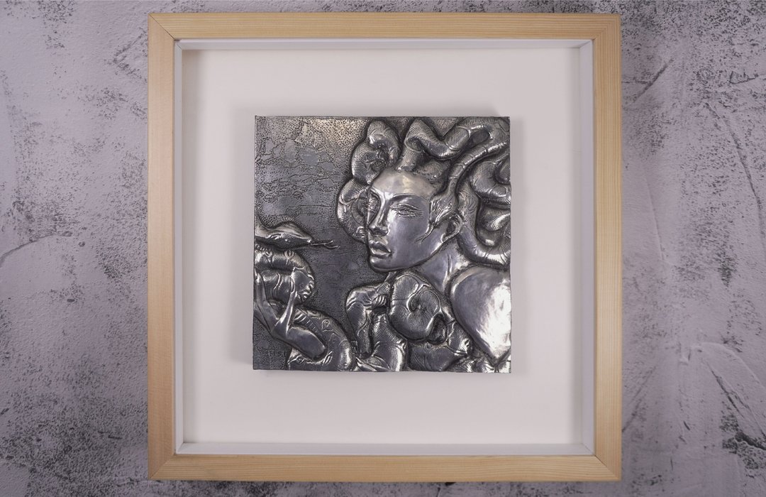 锡雕  蛇发女妖梅杜莎  画框 - 海报/装饰画/版画 - 其他材质 