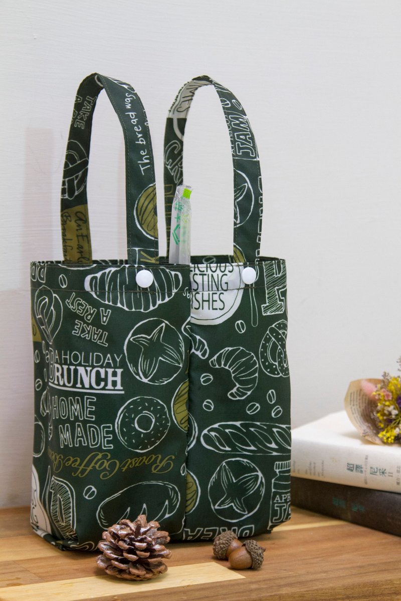 【Gi LAI】环保双杯手提袋/情侣饮料袋-法国面包 - 手提包/手提袋 - 防水材质 