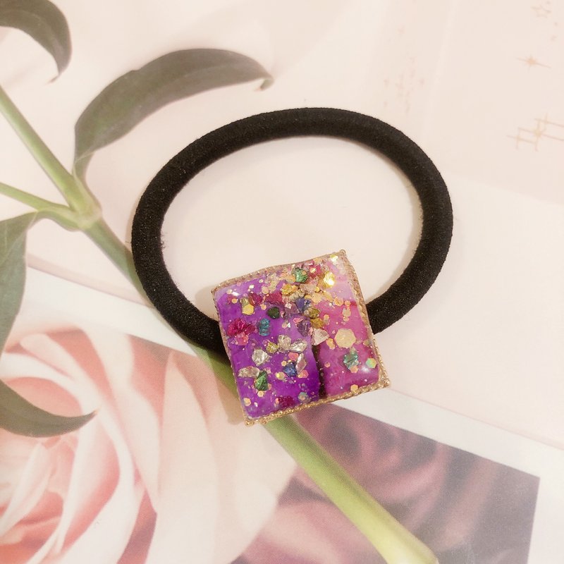 酒精墨水艺术髪圈 - 正方型 - 发饰 - 其他材质 紫色