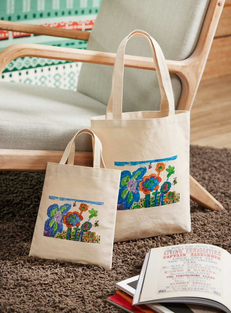 风吹花儿摆摆-小扁袋 - 手提包/手提袋 - 环保材料 