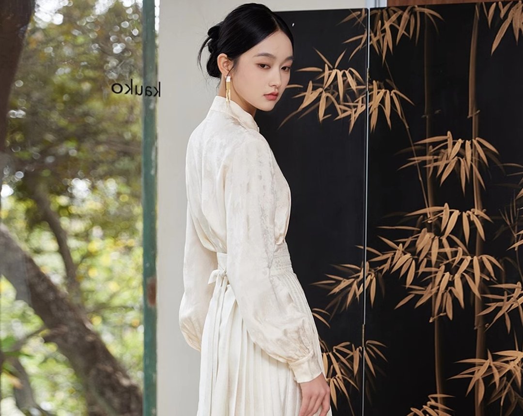 新中式中國风 织金大擺裙/上衣 - 裙子 - 其他材质 白色
