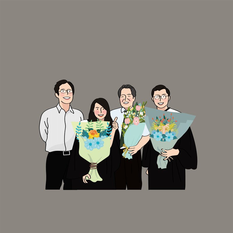 Zark 似颜绘 毕业照 毕业  电子档可爱插画人像画像【定制化】 - 电子手绘真人画像/绘画/插画 - 其他材质 