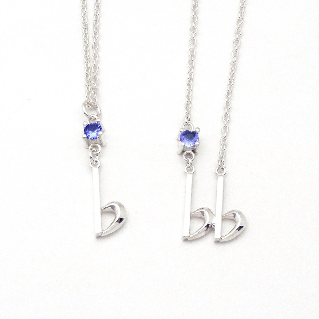 Birthstone for December / Musical symbols Pendant - 项链 - 纯银 透明