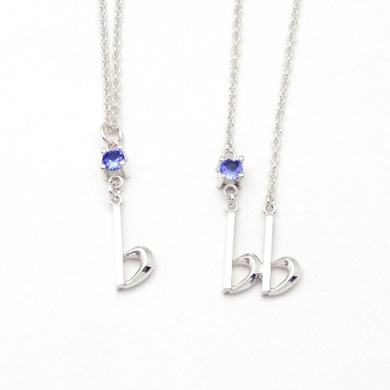Birthstone for December / Musical symbols Pendant - 项链 - 纯银 透明
