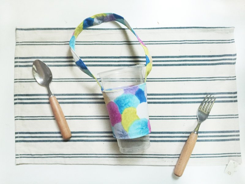 软糖-渲染毛球 / 手作环保饮料杯提袋  - 其他 - 棉．麻 蓝色