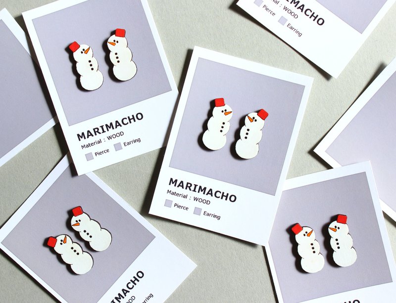 Wooden earrings - 耳环/耳夹 - 木头 白色