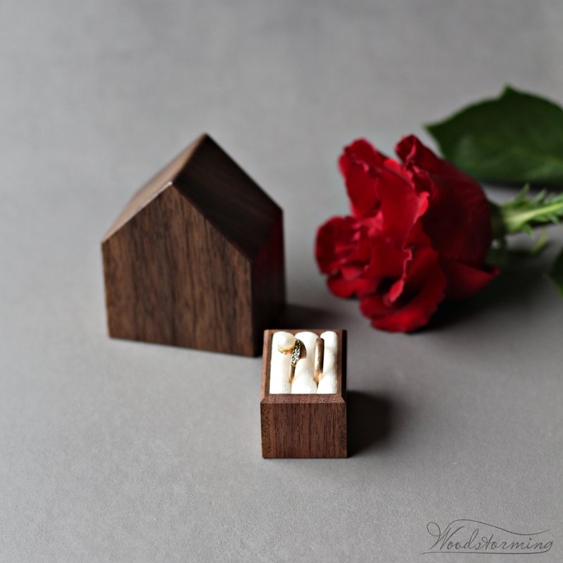 Wedding ceremony ring box, double ring box, wedding ring holder - 收纳用品 - 木头 