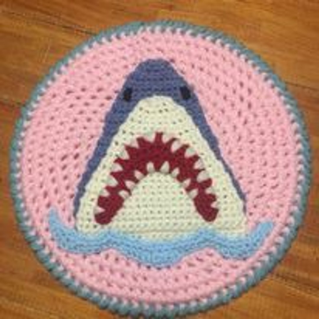 Crochet Sea Creatures shark Mat - 地垫/地毯 - 棉 