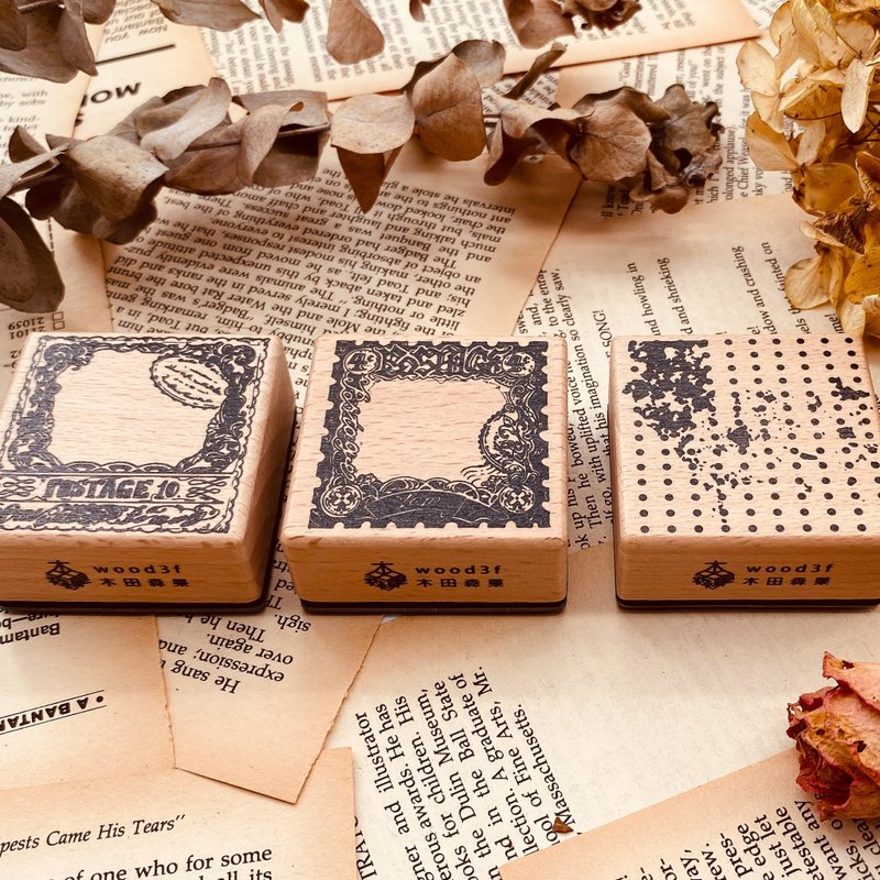 歌德感郵票套組.C / 櫸木印章 - 印章/印台 - 木头 卡其色