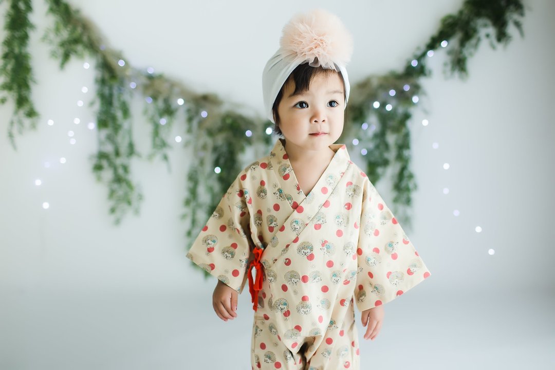 Baby Kimono Romper Shizuko - 满月礼盒 - 棉 红色