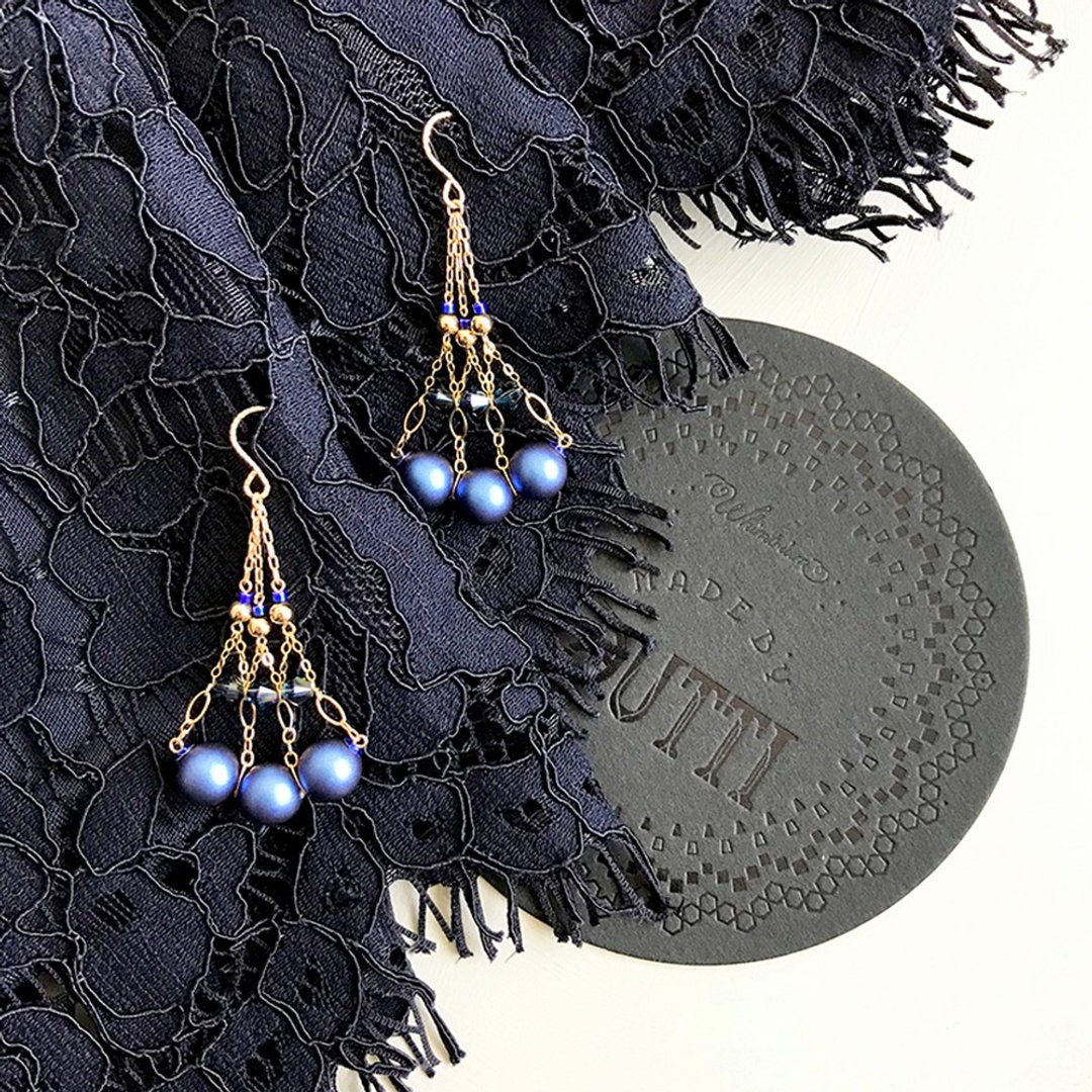 14KGF: 05 DRITTE DAME Earrings - Earrings/ Clip-On - 耳环/耳夹 - 水晶 蓝色